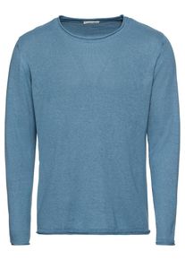KnowledgeCotton Apparel, Herren Pullover 'Single knit with roll edge', Himmelblau