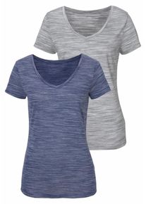 Beach Time, Damen V-Shirts, Blau / Grau