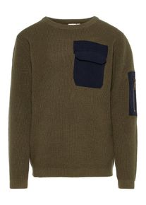 name it, Pullover, Khaki / Schwarz
