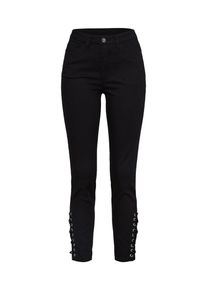 Heine, Damen Skinny-Jeans mit Zier-Schnürung am Hosenbein, Black Denim