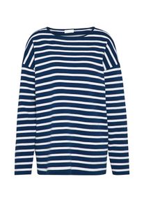 Drykorn, Damen Pullover 'FLORRIE', Dunkelblau / Weiß