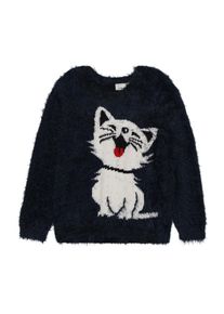 name it, M&auml;dchen Pullover 'Nmfnabasa', Nachtblau / Wei&szlig;