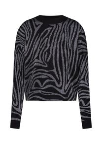 mint&berry Mint&berry, Damen Pullover 'Zebra lurex print jumper', Schwarz / Silber