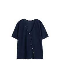 Violeta by Mango, Damen T-shirt 'Rugos', Ultramarinblau
