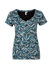 Q/S Designed By, Damen T-Shirt, Beige / T&uuml;rkis / Schwarz