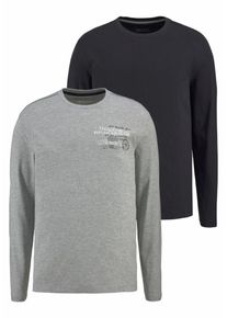 MAN'S WORLD Man's World, Herren Langarmshirt, Grau / Schwarz
