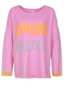 grace, Damen Strickpullover 'SPRING NEEDED', Graumeliert / Orange / Pink