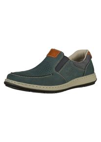 Rieker, Herren Slipper, Taubenblau / Dunkelorange