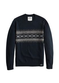 Hollister, Herren Pullover 'DTC PATTERN CREWS', Navy / Grau / Weiß