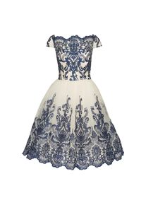 Chi Chi London, Damen Spitzenkleid, Navy / Perlwei&szlig;