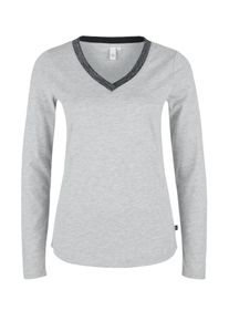 Q/S Designed By, Damen Langarmshirt, Grau / Schwarz