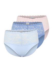 Ulla Popken, Damen Slip 'Maxislip 3er Pack, Spitze', Blau / Altrosa