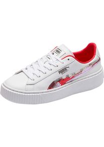 Puma, Damen Plateausneaker 'Basket Platform Trailblazer SQN', Mischfarben / Rot / Wei&szlig;