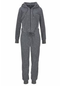 Bench, Damen Jumpsuit aus kuscheligem Fleece, Graumeliert
