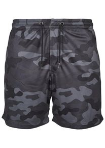Urban Classics, Herren Camo Mesh Shorts, Grau / Basaltgrau / Schwarz