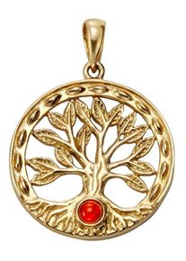 Firetti, Damen Anh&auml;nger 'Lebensbaum', Gold / Rot