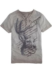 Marjo, Herren Trachtenshirt mit Printdetails, Grau