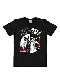 logoshirt, Herren T-Shirt "Spion und Spion", Karminrot / Schwarz / Wei&szlig;