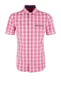 s.Oliver RED LABEL, Herren Kariertes Kurzarmhemd, Hellpink / Weiß