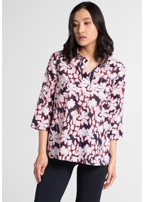 Eterna, Damen Bluse, Marine / Hellrot / Weiß