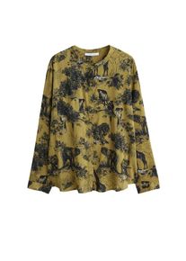 Violeta by Mango, Damen Bluse 'Maos41', Oliv / Schwarz