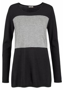 Boysen's BOYSEN'S, Damen Longpullover 'Colour-Blocking', Grau / Schwarz