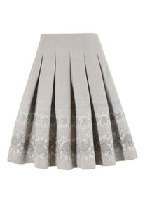 Country Line, Damen Trachtenrock mit Kellerfalten, Beige / Grau