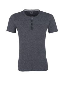 Q/S Designed By, Herren Henley-Shirt mit Melange-Effekt, Dunkelgrau