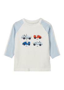 name it, T-Shirt, Blau / Rauchblau / Orangerot / Naturweiß