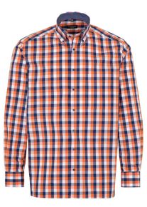 Eterna, Herren Hemd, Blau / Hellorange / Naturwei&szlig;