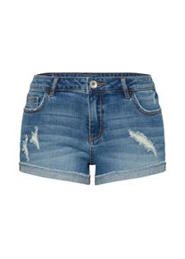 Review, Damen Jeansshorts im Used-Look, Blue Denim