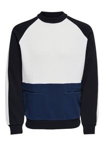 Only & Sons Only & Sons, Herren Sweatshirt 'Colourblock', Nachtblau / Dunkelblau / Weiß
