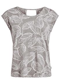 Khujo, Damen Shirt 'GABRISA PALM LEAVE', Grau / Offwhite