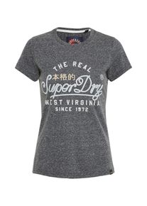 Superdry, Damen T-Shirt, Basaltgrau / Weiß