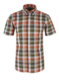 s.Oliver RED LABEL, Herren Kurzarmhemd, Grau / Khaki / Orange / Weiß