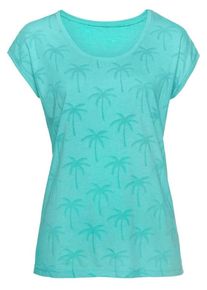 Beach Time, Damen T-Shirt mit Pal, Türkis / Anthrazit