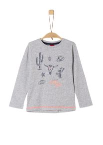 s.Oliver Junior, Langarmshirt, Graumeliert / Neonpink / Schwarz