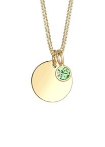 Elli, Damen Kette 'Geburtsstein', Gold / Hellgrün