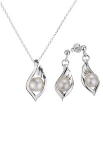 Firetti, Damen Ohrstecker und Halskette mit Perle (4tlg.), Silber