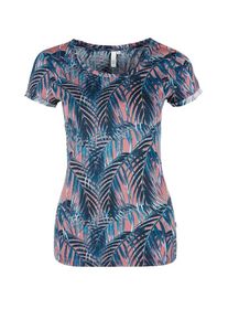 Q/S Designed By, Damen T-Shirt, Blau / Türkis / Pastellrot