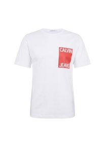 Calvin Klein Jeans, Herren T-Shirt 'CALVIN JEANS BOX CHEST REG', Rot / Wei&szlig;