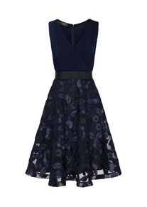 Apart, Damen Cocktailkleid mit Schleife vorne an der Taille, Nachtblau