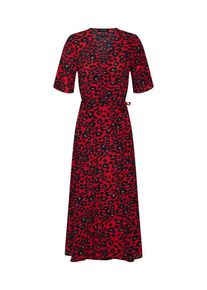 New Look, Damen Kleid '27.07 WW ALBIE ANIMAL WRAP MIDI DRESS', Rot / Schwarz