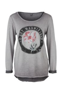 Q/S Designed By, Damen Fade-Out-Shirt mit Artwork, Graumeliert
