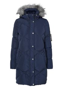 Véro Moda VERO MODA, Damen Langer Parka mit Kunstfellbesatz, Navy