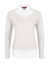 s.Oliver RED LABEL, Damen Pullover, Hellgrau / Wei&szlig;