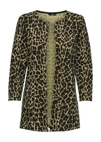 Only, Damen Leoparden Strickjacke, Dunkelbraun / Hellgelb