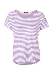 s.Oliver RED LABEL, Damen Oversize-Shirt, Lila / Wei&szlig;