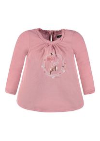 Marc O'Polo Junior Marc O'Polo Junior, M&auml;dchen Langarmshirt feiner Jersey mit Flechtoptik M&auml;dchen , Kastanienbraun / Pink / Wei&szlig;