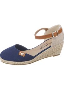 Mustang, Damen Sandalette, Hellbeige / Dunkelblau / Braun
